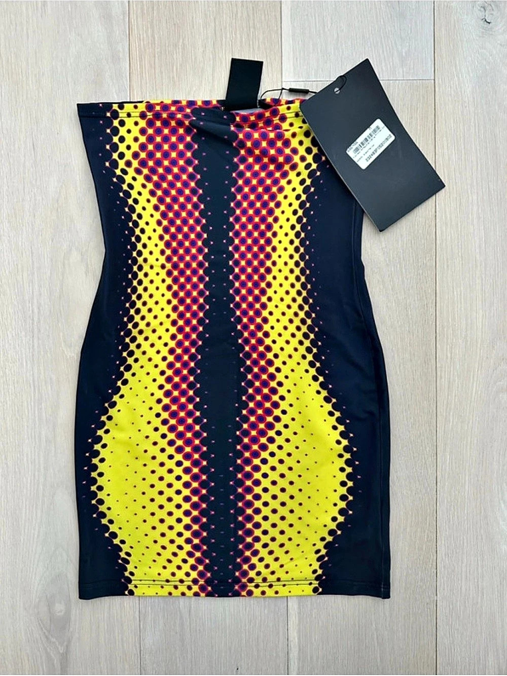 SSENSE Medium. Sinem G. Digitally Printed Cur. Mini Dress in Black & Yellow Size